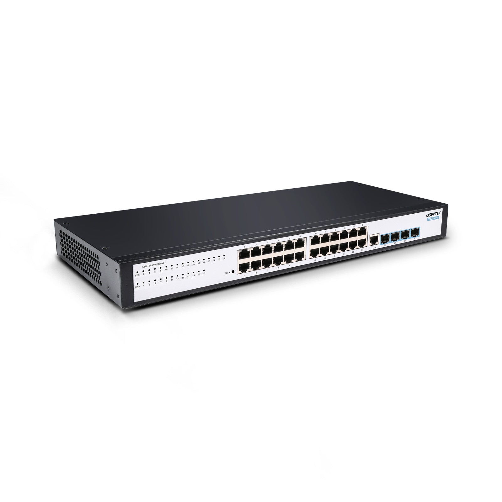 S5300-24T4S, 24-Port Ethernet L2+ Switch, 24x 10/100/1000BASE-T RJ45 Ports with 4x 100/1000M SFP Uplinks, Fanless