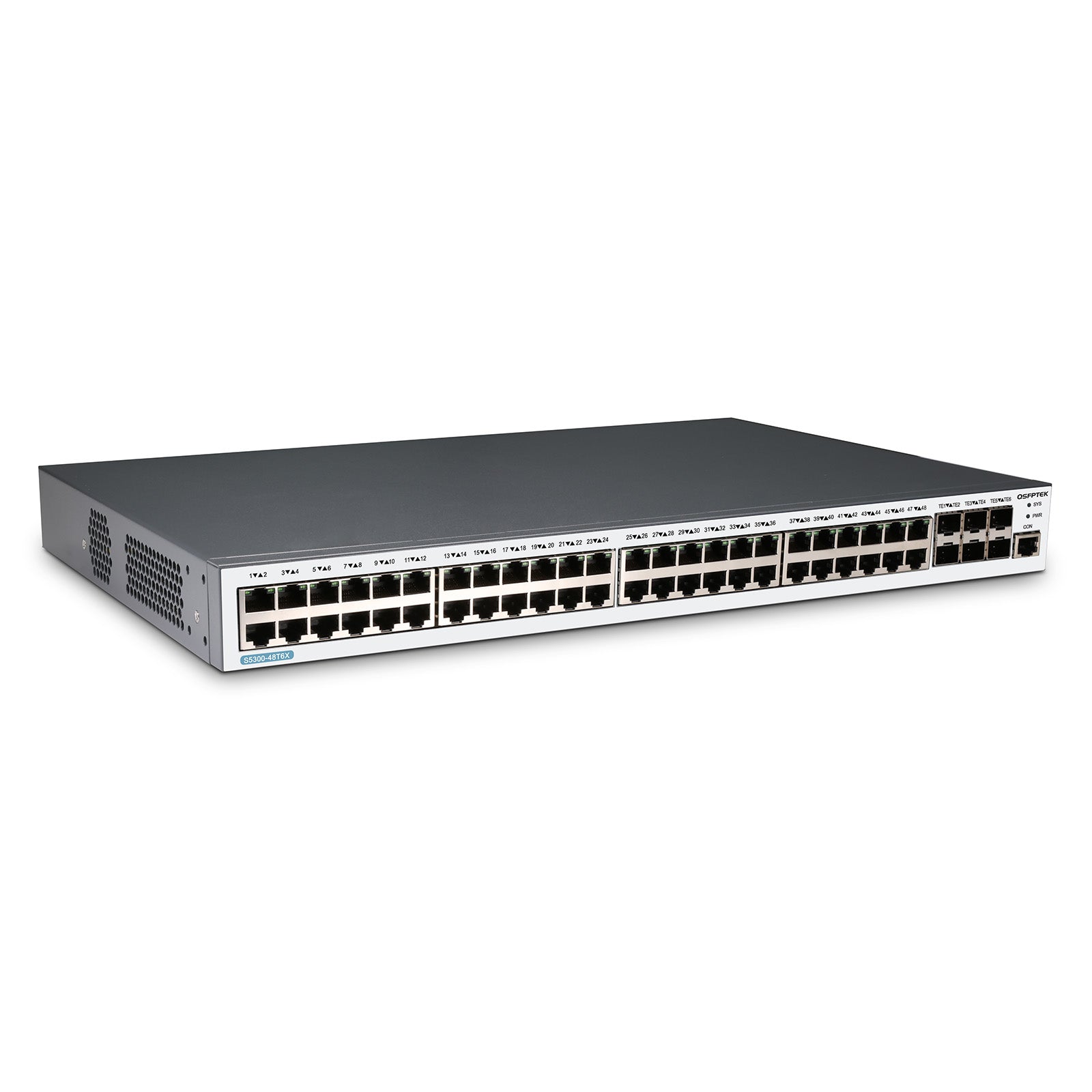 S5300-48T6X, 48 Port Ethernet L3 Switch, 48x GE RJ45 Ports with 6x 10GE SFP+ Uplink, Stackable Switch