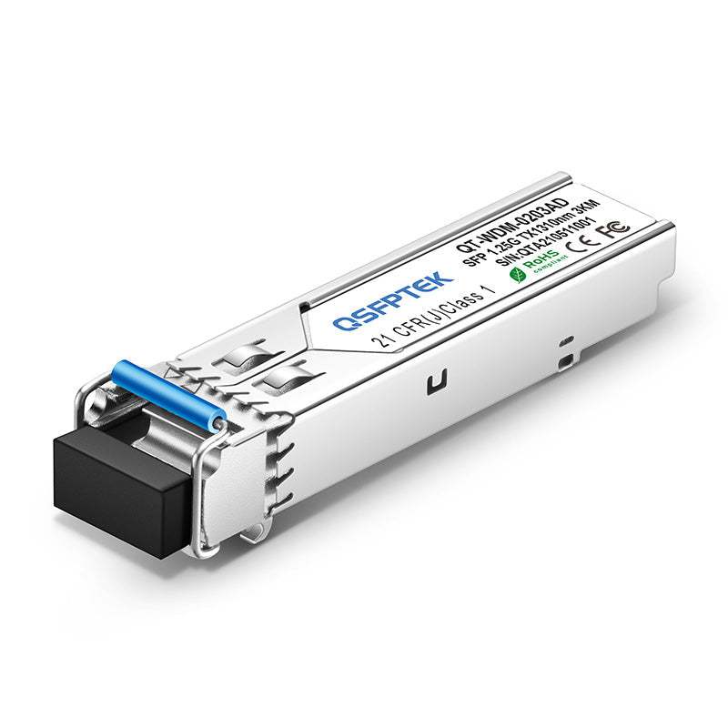 Cisco GLC-BX-U Compatible 1000BASE-BX-U BiDi SFP 1310nm-TX/1550nm-RX 3km DOM LC SMF Transceiver Module