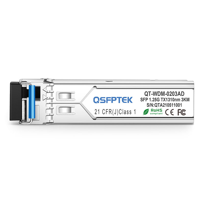 Cisco GLC-BX-U Compatible 1000BASE-BX-U BiDi SFP 1310nm-TX/1550nm-RX 3km DOM LC SMF Transceiver Module