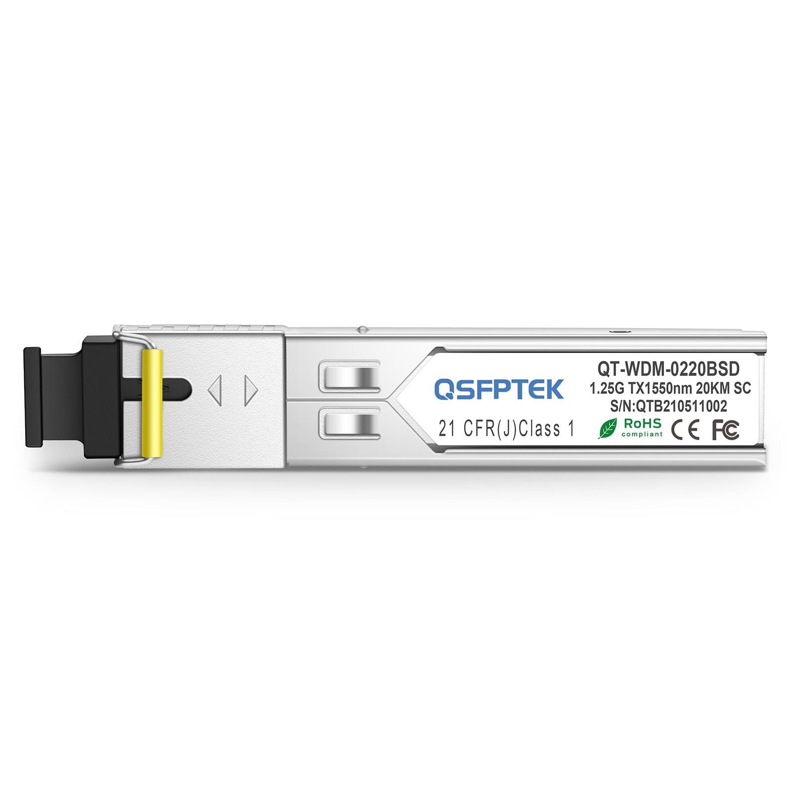 Cisco Compatible 1000BASE-BX BiDi SFP 1550nm-TX/1310nm-RX 20km DOM SC SMF Transceiver Module