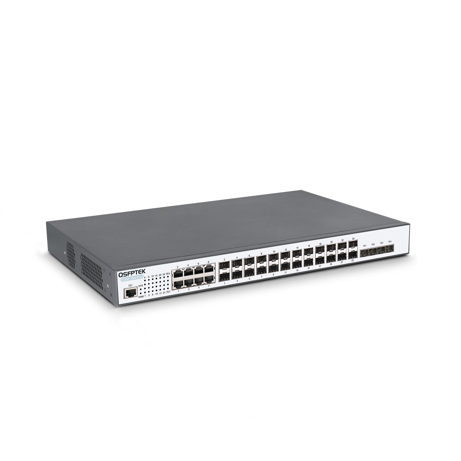 S5300-16S8TS4X, 16-Port Ethernet L2++ Switch, 16x 1Gb SFP, with 8x Gigabit RJ45/SFP Combo, 4 x 10Gb SFP+ Uplinks, Stackable Switch