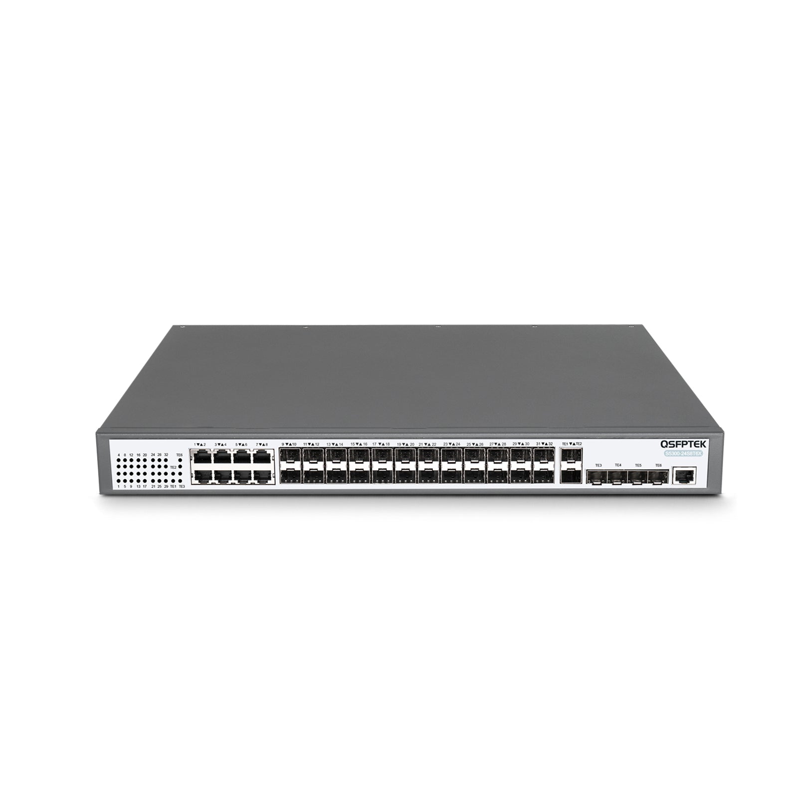 S5300-24S8T6X, 24-Port Ethernet L3 Switch, 24x GE SFP Ports, 8x GE RJ45 with 6x 10GE SFP+ Uplink, Stackable Switch