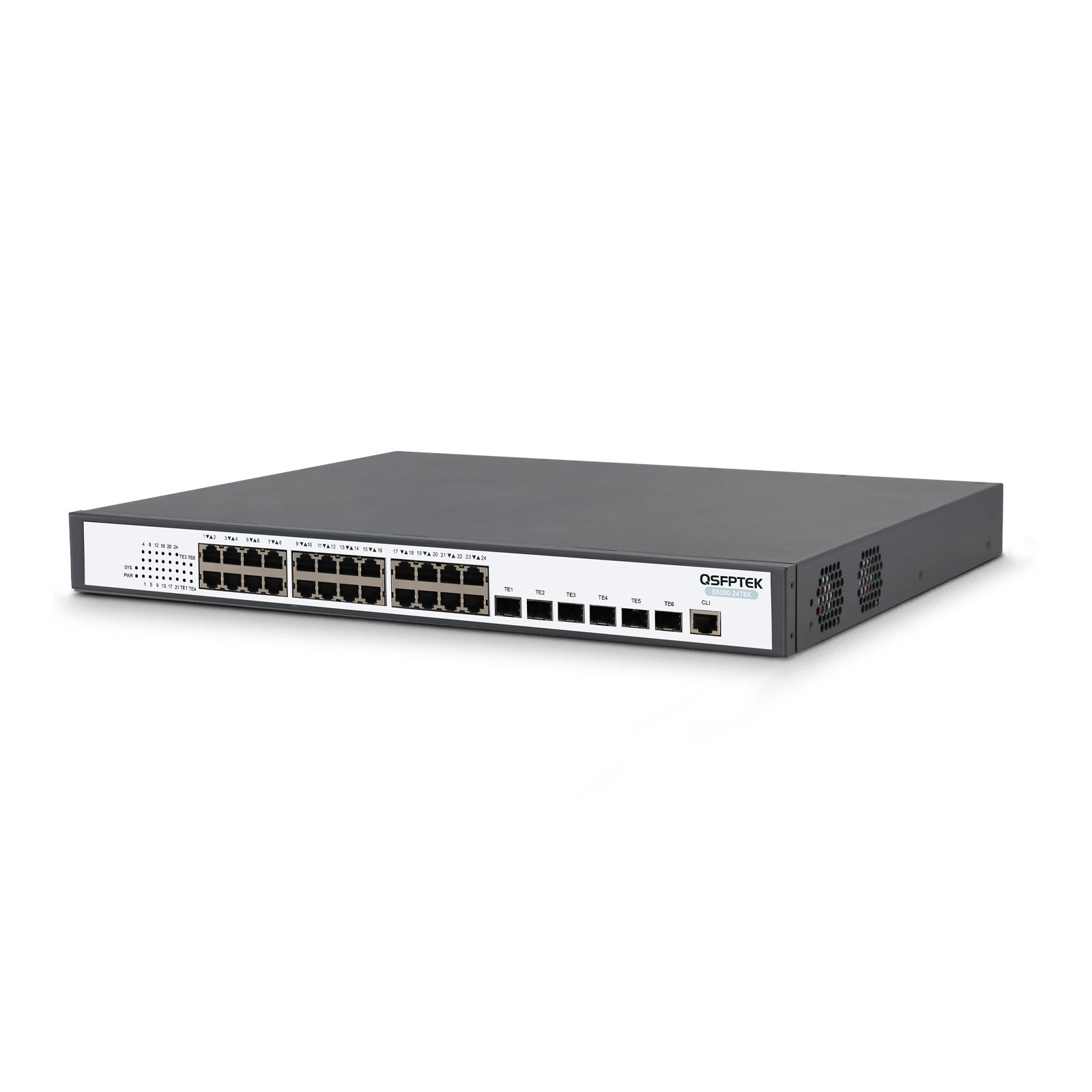 S5300-24T6X, 24-Port Ethernet L3 Switch, 24x GE RJ45 Ports with 6x 10GE SFP+ Uplinks, Stackable Switch